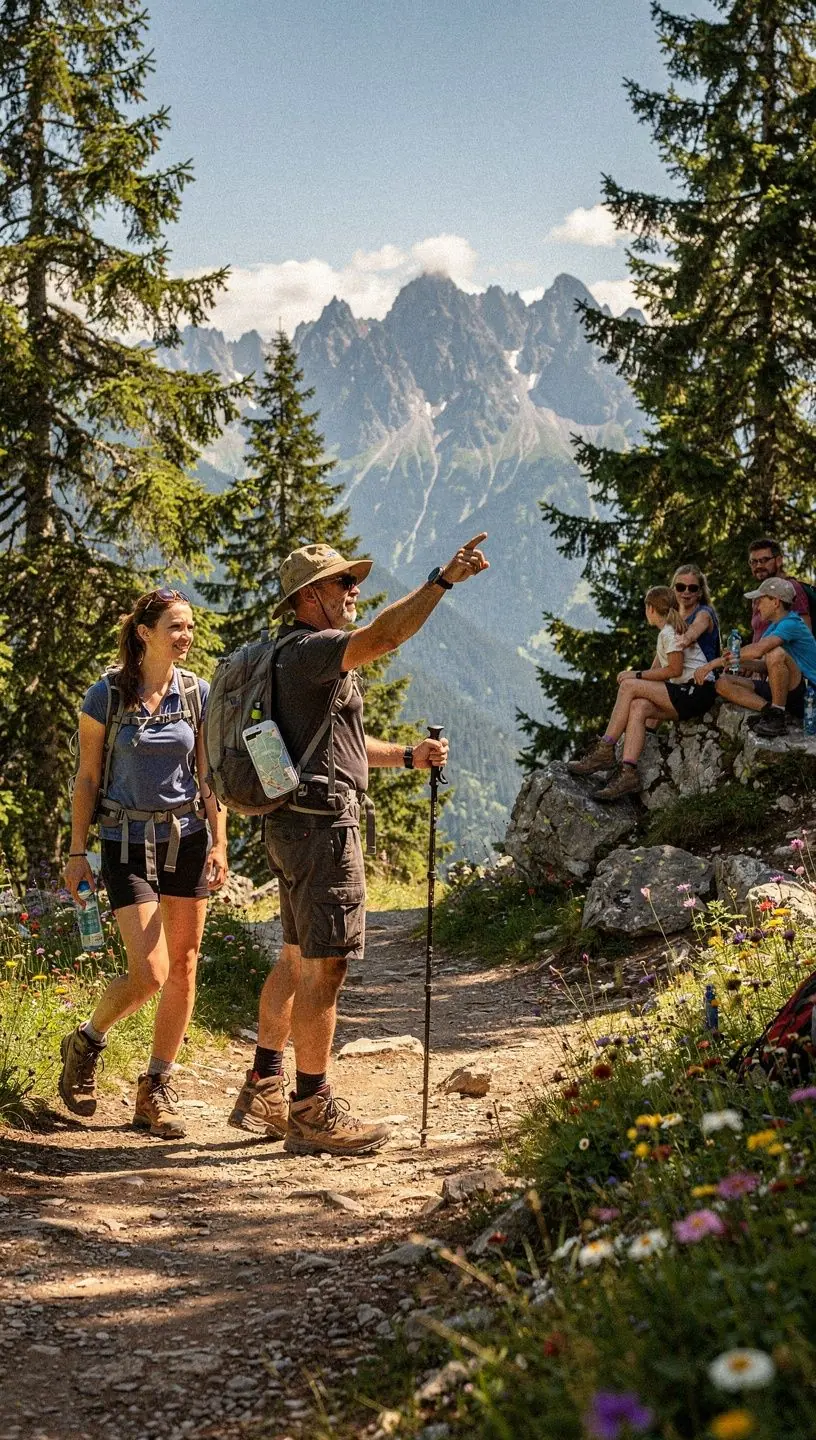 Pohľad na malebné námestie v Levoči s turistami využívajúcimi mapy a sprievodcovské služby.